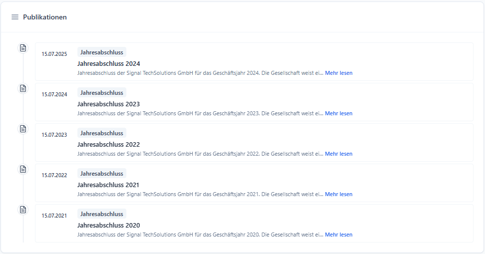 Screenshot: Publikationen & News